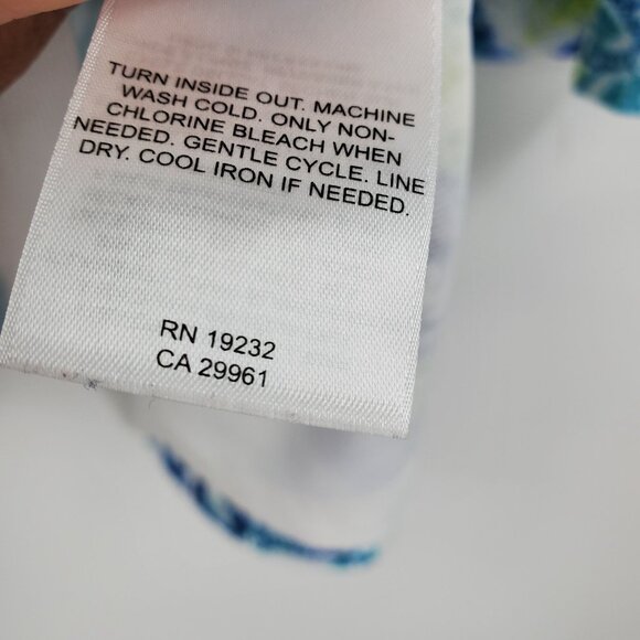 Alfred Dunner Waikiki Printed Lace Trim Tropical Floral Top 3/4 Sleeve Blouse Sh - Picture 7 of 7